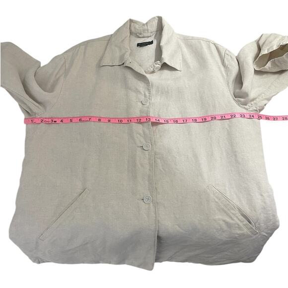 VTG J.Crew Linen Button Front Blazer Unstructured Beige Men's Sz Large Classic - Picture 7 of 11